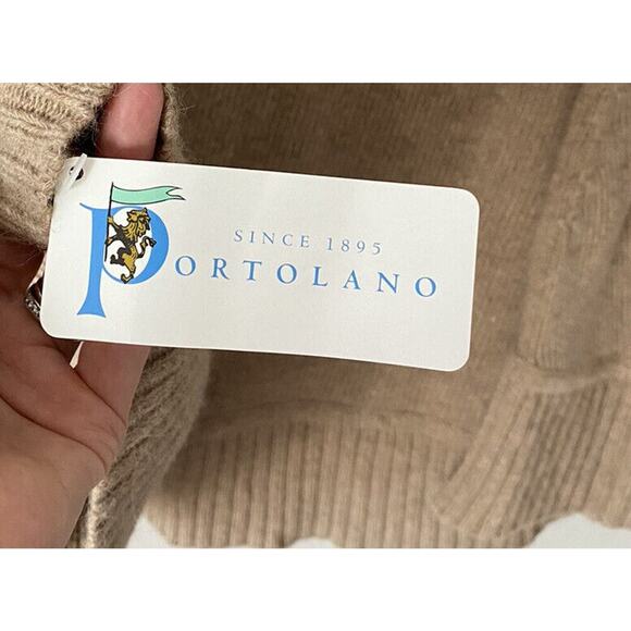 NEW Portolano Wool Blend Poncho Beige One Size Cape Pullover Minimalist Sweater - Picture 4 of 6